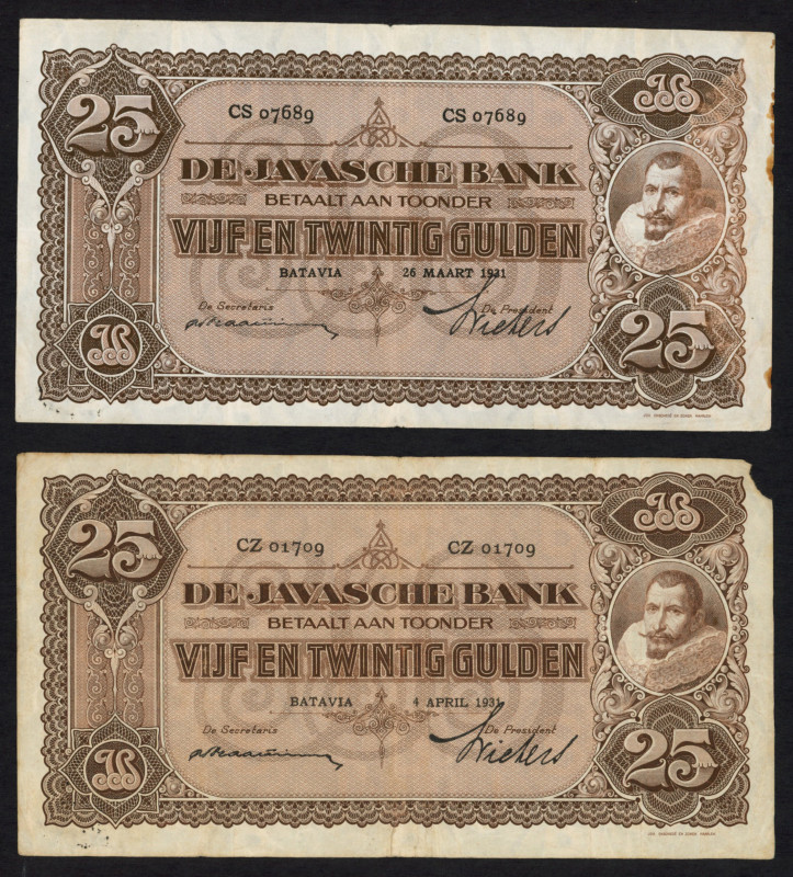 Banknotes Netherlands Oversea - Nederlands-Indië - 25 Gulden 26 maart 1931 + 4 a...