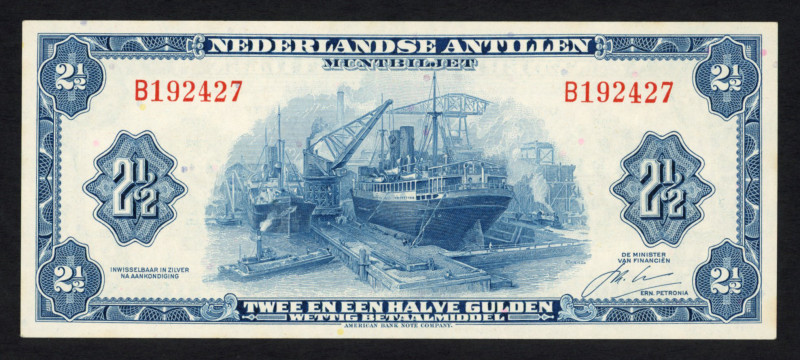 Banknotes Netherlands Oversea - Nederlandse Antillen - 2½ Gulden 1964 Ship in do...