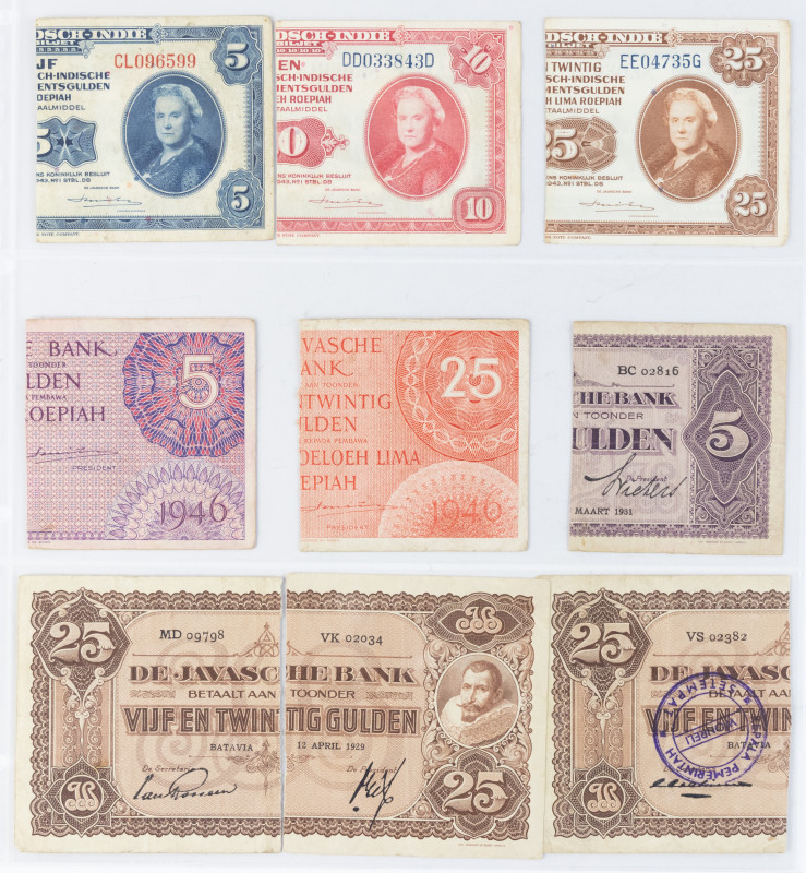 Banknotes Netherlands and Oversea in albums - Netherlands Oversea - Small lot Sj...