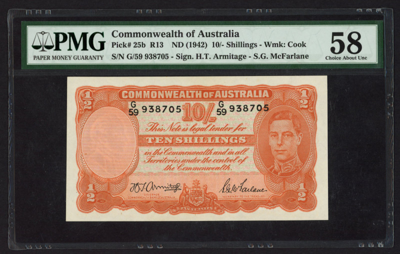 World Banknotes - Australia - 10 Shillings ND (1942) George VI (P. 25b / R13) - ...