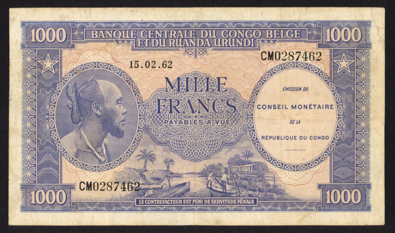 World Banknotes - Congo - Democratic Republic - 1000 Francs 15.02.1962 (P. 2a) -...