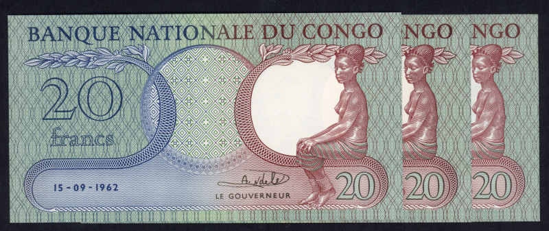 World Banknotes - Congo - Democratic Republic - 20 Francs 15.9.1962 Girl seated ...