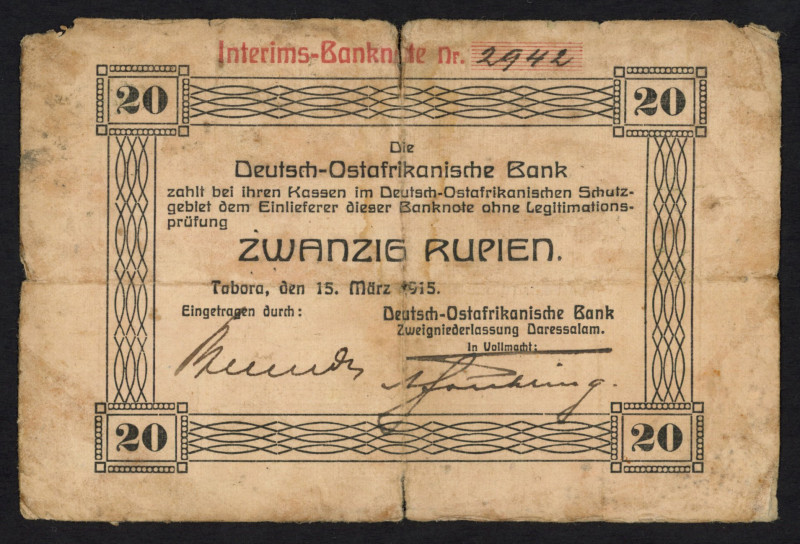 World Banknotes - Deutschland - Nebengebiete - Deutsch-Ostafrika - 20 Rupien 15....