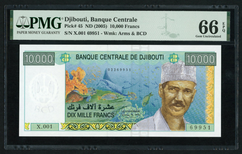 World Banknotes - Djibouti - 10.000 Francs ND (1999) President Aptidon, Fish, St...