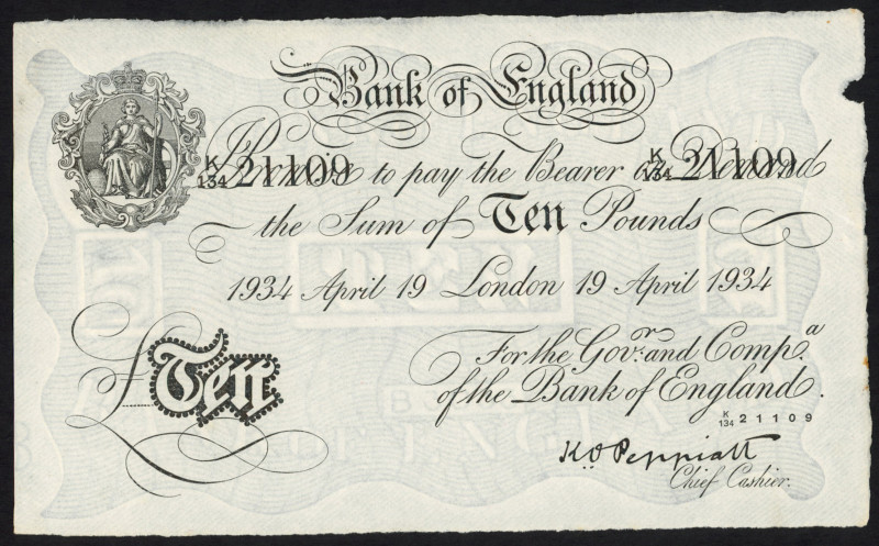 World Banknotes - England - WW II (1940-1945) - 10 Pounds 19.4.1934 London 'Oper...