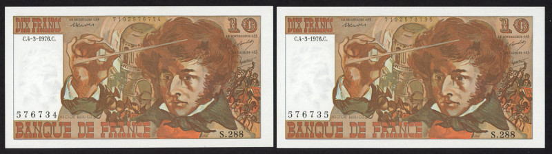 World Banknotes - France - 10 Francs 4.3.1976 (P. 150c) - consecutive numbers - ...