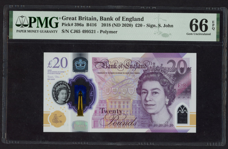 World Banknotes - Great Britain - 20 Pounds 2018 (ND 2020) Queen Elizabeth II (P...