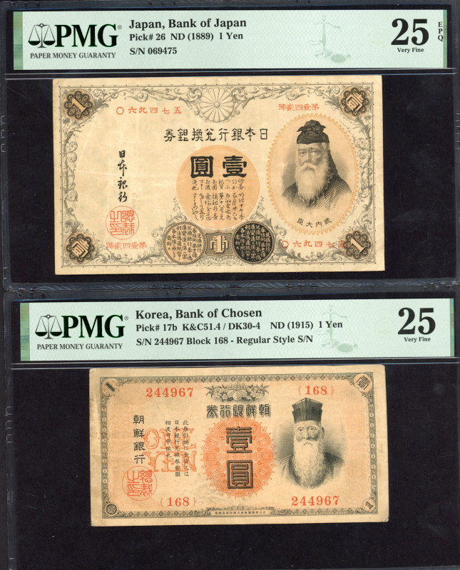 World Banknotes - Japan - 1 Yen ND (1889) Bank of Japan (P. 26) - PMG 25 EPQ, 1 ...