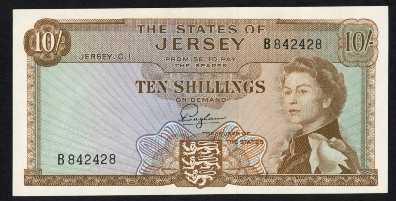 World Banknotes - Jersey - 10 Shillings ND (1963) Queen Elizabeth II (P. 7a) - U...