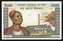 World Banknotes - Mali - 10.000 Francs ND (1970-1984) Man with Fez + factory / Weaver + young woman (P. 15e) - sign. 7 - repaired corner - pressed - r...