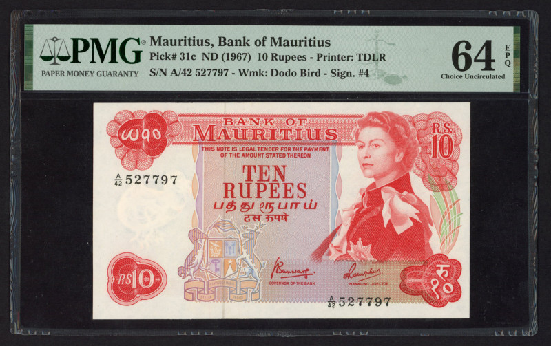 World Banknotes - Mauritius - 10 Rupees ND (1967) Queen Elizabeth II (P. 31c) - ...