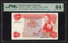 World Banknotes - Mauritius - 10 Rupees ND (1967) Queen Elizabeth II (P. 31c) - PMG 64 Choice Uncirculated EPQ.