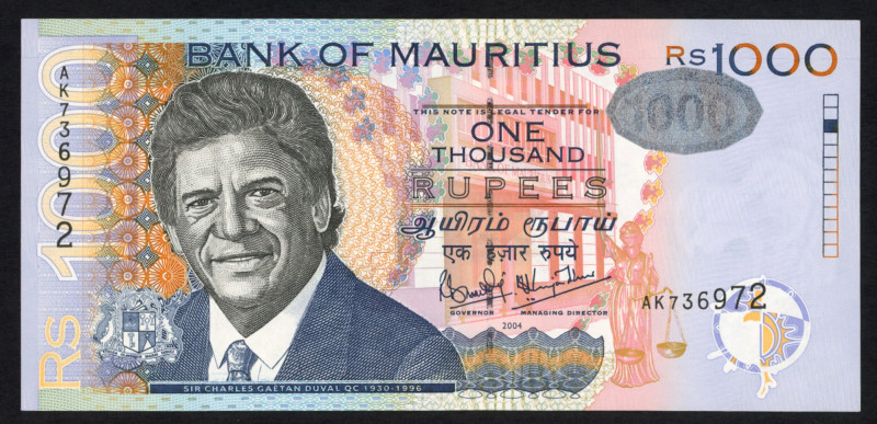 World Banknotes - Mauritius - 1000 Rupees 2004 Charles G. Duval (P. 59a) - UNC