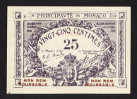 World Banknotes - Monaco - 25 Centimes 20.3.1920, ESSAI (P. 2p) - Rare - UNC.