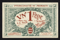 World Banknotes - Monaco - 1 Franc 20.3.1920 (P. 5a) - Rare, only 447.500 notes printed - UNC.