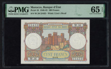 World Banknotes - Morocco - 100 Francs 19.4.1951 Fortress (P. 45) - PMG Gem UNC 65 EPQ