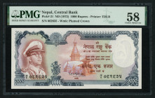 World Banknotes - Nepal - 1000 Rupees ND (1972) Central Bank, wmk. Plumed Crown (P. 21) - PMG 58.