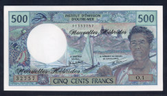 World Banknotes - New Hebrides - 500 Francs ND (1980) Fisherman (P. 19c) - Total 5 consecutive pcs. - UNC