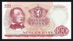 World Banknotes - Norway - 100 Kroner 1974 Wergeland (P. 38g) - UNC.