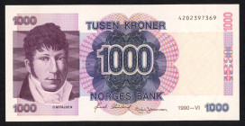 World Banknotes - Norway - 1000 Kroner 1990 C.M. Falsen (P. 45a) - UNC