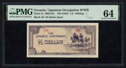 World Banknotes - Oceania - 1/2 Shilling ND (1942) Palmtrees (P. 1a) - Block OC - PMG Choice UNC 64