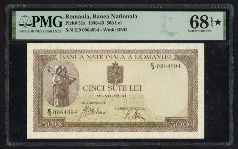 World Banknotes - Romania - 500 Lei 22.7.1941 Farmwives at left (P. 51a) - Wmk: ...