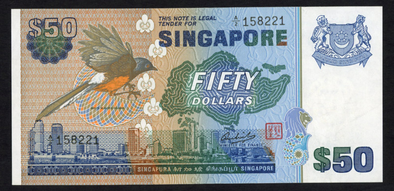 World Banknotes - Singapore - 1 (3x) + 5 (2x) + 10 (2x) + 20 + 50 Dollars ND (19...