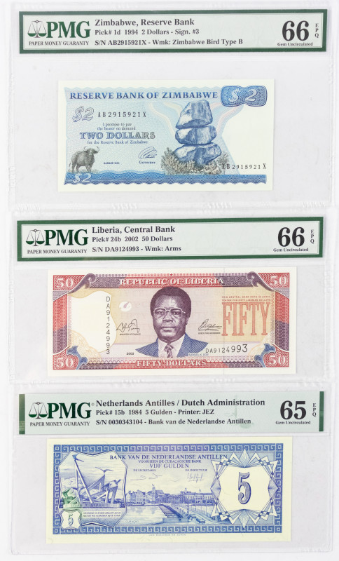 World Banknotes - World - Zimbabwe - 2 Dollars 1994 (P. 1d) - sign. 3 - PMG Gem ...