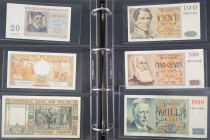 Banknotes world in albums - Belgium - Album with nice collection banknotes Belgium among which 2 Francs 1918, 100 Francs 1943, 500 Francs 1952, 1000 F...