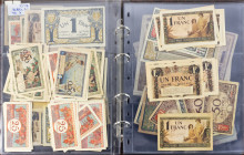 Banknotes world in albums - France - Collection Chambre de Commerce; Paris, Nice, Marseille, Grenoble, Lyon, Dunkerque, Solidarite Bonds and lottery t...