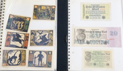 Banknotes world in albums - Germany - Collection in 2 albums with German banknotes incl. Inflation , Empire, Occupation, Notgeld, Lagergeld, DDR, etc....