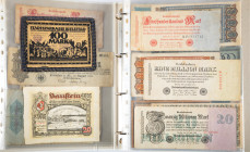 Banknotes world in albums - Germany - Album collection banknotes Germany Notgeld / Inflation period among which clothmoney Bielefeld, leathermoney Ost...