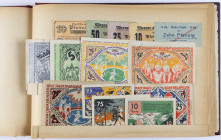 Banknotes world in albums - Germany - Emergency Notes - Collection in album with German Notgeld / Emergency Money incl. some Bielefeld ''silk banknote...