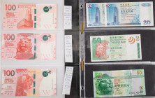 Banknotes world in albums - Hong Kong - Small collection banknotes Hong Kong among which consecutive pairs in nice condition (19) + Macau (3) - Total ...