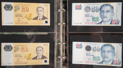 Banknotes world in albums - Singapore - Very attractive and interesting collection aw (P. 50, 49, 53, 60, 59 ,58, 57, 56, 48, 48A 40 etc.) holding man...
