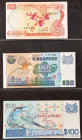 Banknotes world in albums - Singapore - Small collection banknotes Singapore among which 50 Dollars 1976, 100 Dollars 1977 (P. 13-14), 50 Dollars 1987...