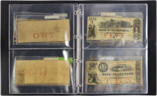 Banknotes world in albums - USA - Collection of 21 pcs. Obsoletes, Confederates & Continentals including Peninsular Bank, Tallahassee Rail Road Compan...