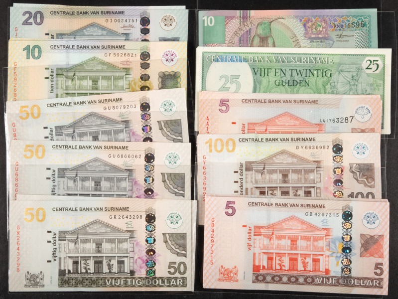 Banknotes world in boxes - Surinam - Box with banknotes Suriname incl. 5$ (x14),...