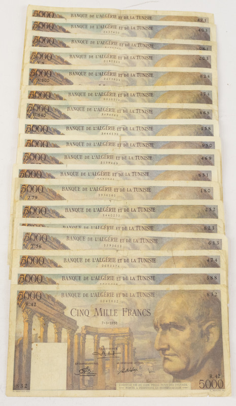 Banknotes world in boxes - Tunisia - 5000 Francs 1950 (P. 29) sign. Civier/Flour...