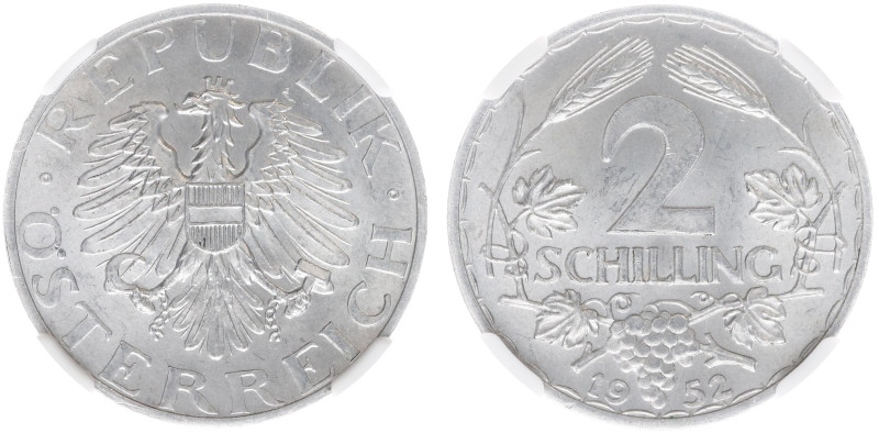 Austria - 2. Republik (1945- ) - 2 Schilling 1952 (KM2872, Her.53, J.456) - Obv:...