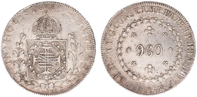 Brazil - Pedro I (1822-1831) - 960 Reis 1825-B, Bahia mint (KM386.2, LMB510) - O...