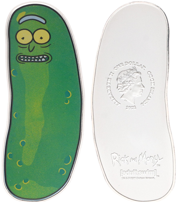 Cook Islands - Dollar 2022 - Rick and Morty (KM--) silver 1 Oz. colored Pickle R...