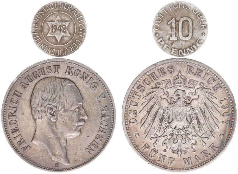 Deutschland - Reich - Sachsen - Friedrich August III (1904-1918) - 5 Mark 1907-E...