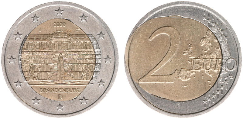 Deutschland - Bundesrepublik - 2 Euro 2020-J Brandenburg with mint error 'large ...