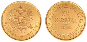 Finland - Nicholas II (1894-1917) - 20 Markkaa 1904-S (KM9.2, Sieg82, Bitkin386, Fr.3) - Obv: Crowned double-headed imperial eagle / Rev: Value and da...