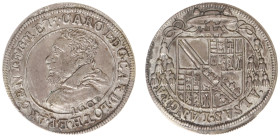 France - Lorraine - Charles II (1593-1607) - Quart d'ecu d'argent (Teston) 1601 (Boud.1322) - Obv: Bust left, date below bust / Rev: Arms under cardin...