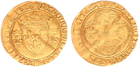 France - Royal (987-1793) - Charles VII (1422-1461) - Ecu d'or à la couronne nd. (1445), 2nd issue, 6e point (Tours) (Dupl.511A, C.634, Fr.307) - Obv:...