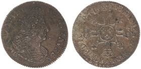 France - Royal (987-1793) - Louis XIV (1643-1715) - ½ Ecu aux 8 L 1704-A, 2nd type (KM355.1, Gad.194) - Obv: Amored bust right / Rev: Crowned doubled ...