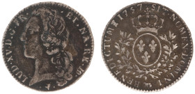 France - Royal (987-1793) - Louis XV (1715-1774) - ⅕ Ecu de Béarn au bandeau 1757, Pau (KM530, Gad.299a) - Obv: Bust left / Rev: Crowned arms within w...