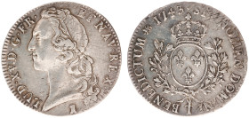 France - Royal (987-1793) - Louis XV (1715-1774) - Ecu au bandeau 1743-T, Nantes (KM512, Gad.322) - Obv: Head left / Rev: Crowned arms within branches...